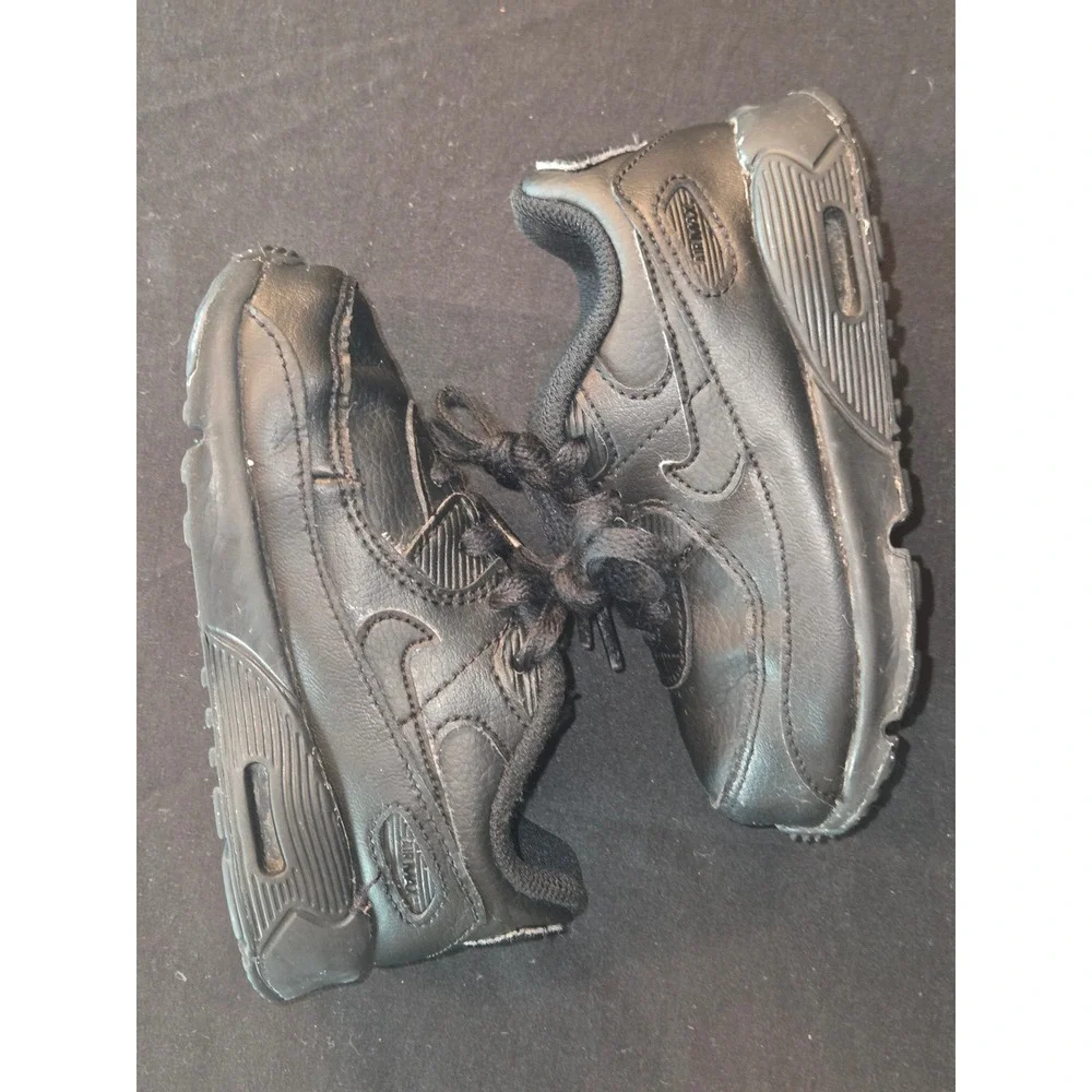 Nike Air‎ Max 90 Leather Black Toddler Sneakers Shoes Size 8C CD6868-001